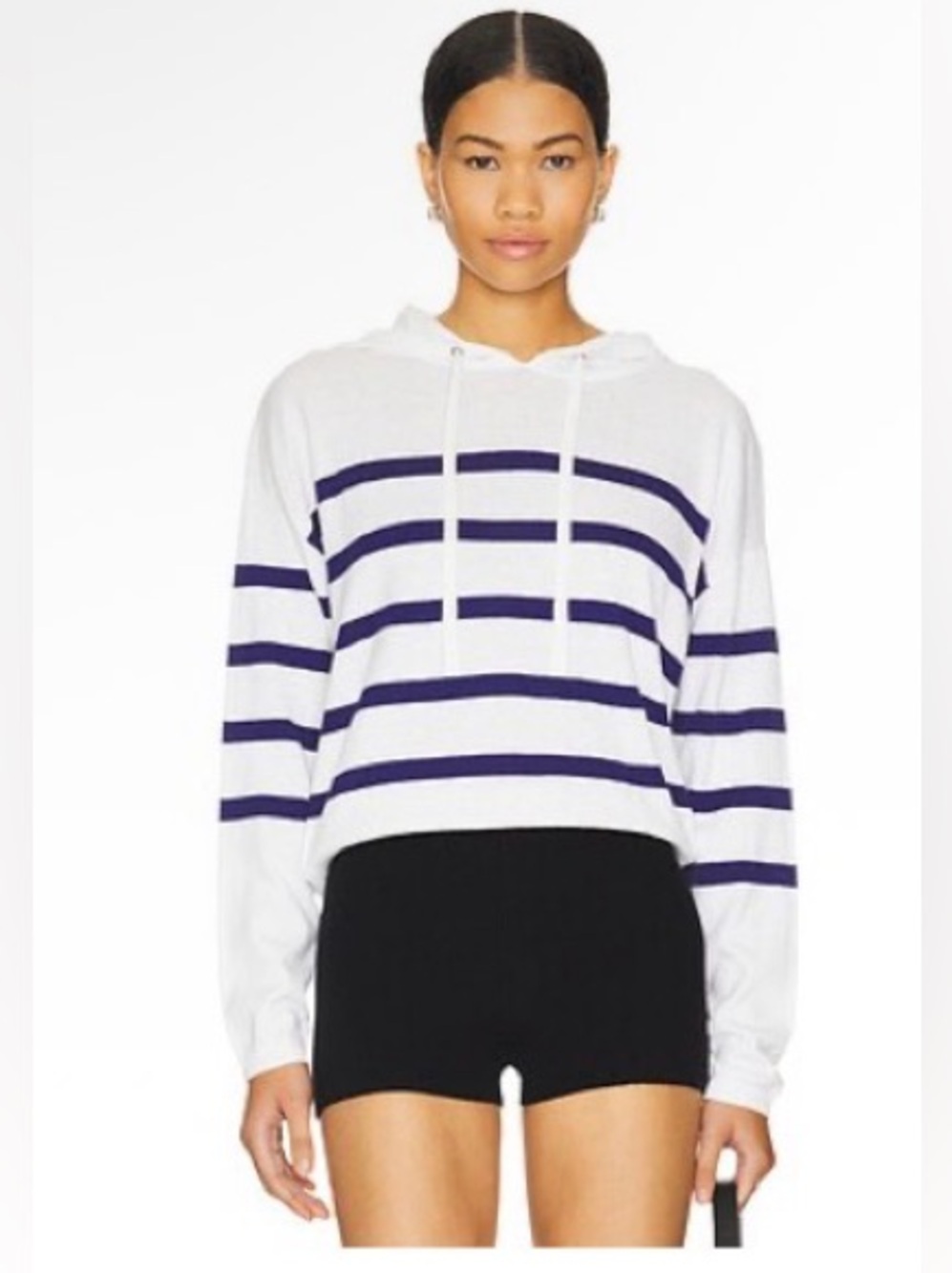 Stitches & Stripes Palmer Striped Crop Knit Hoodie Medium